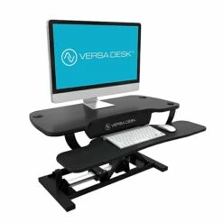 VersaDesk PowerPro 40"W Electric Sit To Stand Desktop Converter With Keyboard Tray & USB Port, Black (SP7644024-00-01)