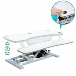 VersaDesk PowerPro Standing Desk Riser, 40" Length, Electric Sit To Stand Desktop Converter With Keyboard Tray, White -STAPLES Sales sp35515533 sc7 1