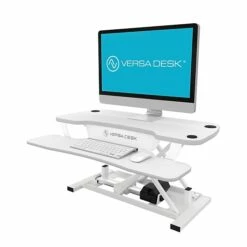 VersaDesk PowerPro Standing Desk Riser, 40" Length, Electric Sit To Stand Desktop Converter With Keyboard Tray, White -STAPLES Sales sp35515564 sc7 1