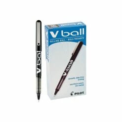 Pilot VBall Rollerball Pens, Extra Fine Point, Black Ink, Dozen (35200)