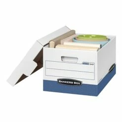 Bankers Box R-Kive® Heavy-Duty FastFold File Storage Boxes, Lift-Off Lid, Letter/Legal Size, White/Blue, 12/Carton (07243) 12 Bankers Box R-Kive® Heavy-Duty FastFold File Storage Boxes, Lift-Off Lid, Letter/Legal Size, White/Blue, 12/Carton (07243) -STAPLES Sales sp37727030 sc7