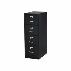 Staples 4-Drawer Vertical File Cabinet, Locking, Legal, Black, 25"D (25166D)