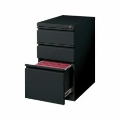 Staples 3-Drawer Vertical File Cabinet, Locking, Letter, Black, 19.88"D (24874D)