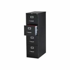 Staples 4-Drawer Vertical File Cabinet, Locking, Letter, Black, 25"D (25164D)