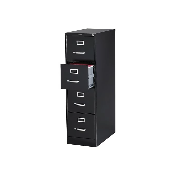 Staples 4-Drawer Vertical File Cabinet, Locking, Letter, Black, 25"D (25164D) 3 Staples 4-Drawer Vertical File Cabinet, Locking, Letter, Black, 25"D (25164D)