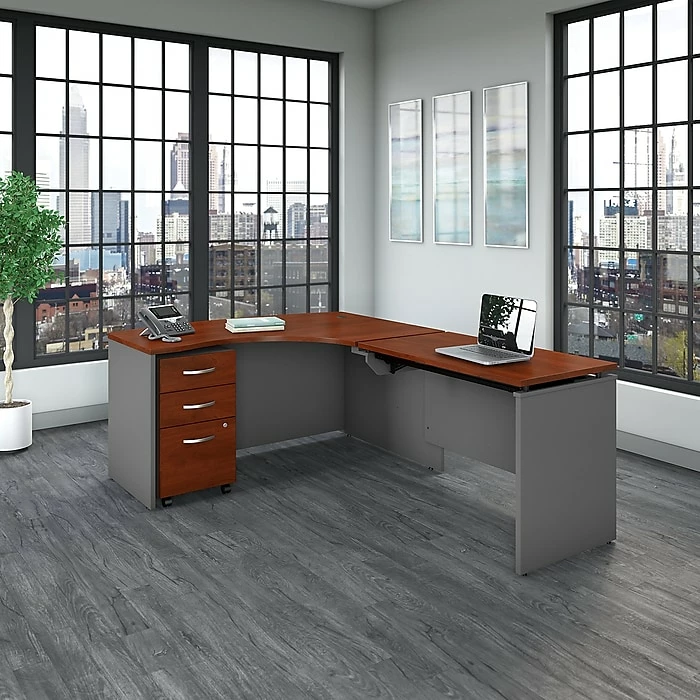 Bush Business Furniture Westfield 60W X 43D Right Hand 3 Position Sit To Stand L Desk W File Cabinet, Hansen Cherry (SRC128HCSU) 8 Bush Business Furniture Westfield 60W X 43D Right Hand 3 Position Sit To Stand L Desk W File Cabinet, Hansen Cherry (SRC128HCSU) - Image 6