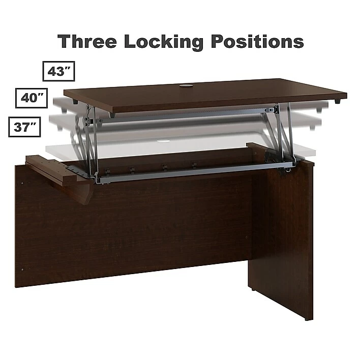 Bush Business Furniture Westfield 60W X 43D Right Hand 3 Position Sit To Stand L Desk W/ File Cabinet, Mocha Cherry (SRC128MRSU) 5 Bush Business Furniture Westfield 60W X 43D Right Hand 3 Position Sit To Stand L Desk W/ File Cabinet, Mocha Cherry (SRC128MRSU) - Image 3