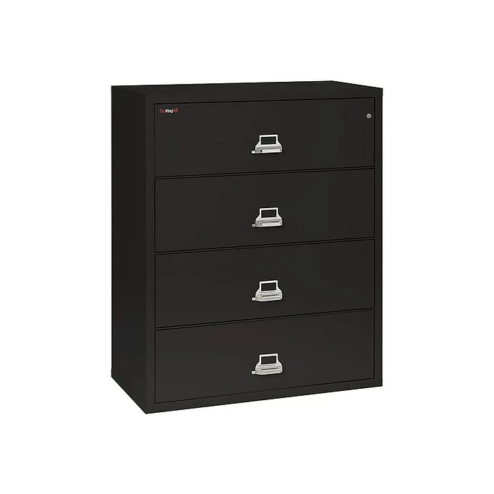 FireKing Classic 4-Drawer Lateral File Cabinet, Fire Resistant, Letter/Legal, Black, 44.5"W (4-4422-CBL) 3 FireKing Classic 4-Drawer Lateral File Cabinet, Fire Resistant, Letter/Legal, Black, 44.5"W (4-4422-CBL)