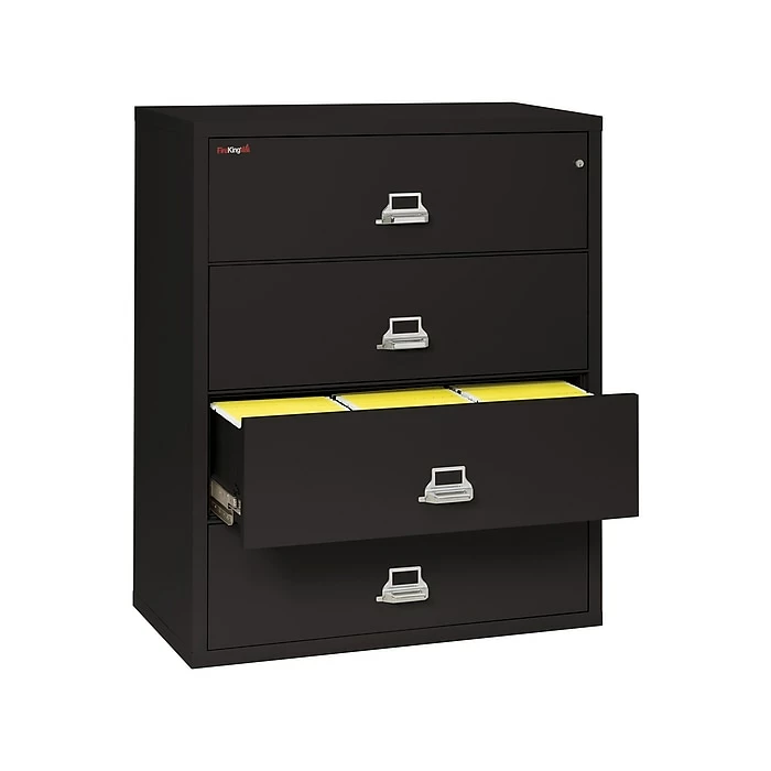 FireKing Classic 4-Drawer Lateral File Cabinet, Fire Resistant, Letter/Legal, Black, 44.5"W (4-4422-CBL) 4 FireKing Classic 4-Drawer Lateral File Cabinet, Fire Resistant, Letter/Legal, Black, 44.5"W (4-4422-CBL) - Image 2