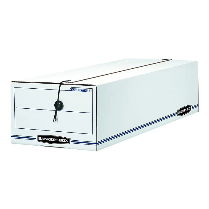 Bankers Box Liberty Corrugated File Storage Boxes, String & Button Closure, Check & Form Size, White/Blue, 12/Carton (00022) 3 Bankers Box Liberty Corrugated File Storage Boxes, String & Button Closure, Check & Form Size, White/Blue, 12/Carton (00022)