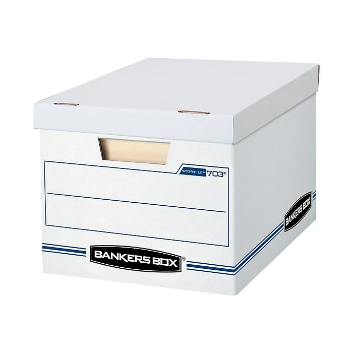 Bankers Box Stor/File™ Corrugated File Storage Boxes, Lift-Off Lid, Letter/Legal Size, White/Blue, 4/Carton (0070308) 6 Bankers Box Stor/File™ Corrugated File Storage Boxes, Lift-Off Lid, Letter/Legal Size, White/Blue, 4/Carton (0070308) - Image 4