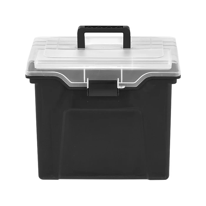 Staples Portable File Box With Organizer Top, Letter Size, Black (110970) 3 Staples Portable File Box With Organizer Top, Letter Size, Black (110970)