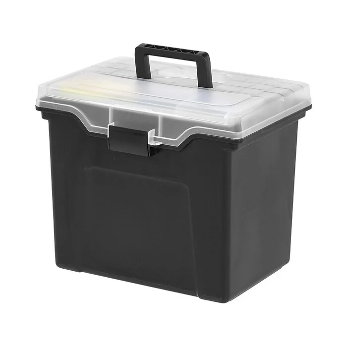 Staples Portable File Box With Organizer Top, Letter Size, Black (110970) 4 Staples Portable File Box With Organizer Top, Letter Size, Black (110970) - Image 2
