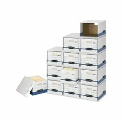 Bankers Box File/Cube™ Quick Set-Up Corrugated File Storage Box Shells, Letter/Legal Size, White/Blue, 6/Carton (0162601)