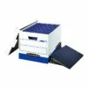 Bankers Box Heavy-Duty FastFold Corrugated File Storage Boxes, Lift-Off Lid, Binder Size, White/Blue, 12/Carton (0073301) -STAPLES Sales sp40303483 sc7