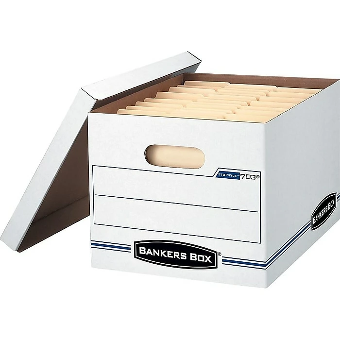 Bankers Box Stor/File™ Corrugated File Storage Boxes, Lift-Off Lid, Letter/Legal Size, White/Blue, 4/Carton (0070308) 3 Bankers Box Stor/File™ Corrugated File Storage Boxes, Lift-Off Lid, Letter/Legal Size, White/Blue, 4/Carton (0070308)