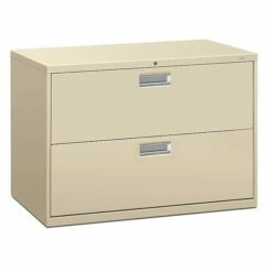HON Brigade 600 Series Lateral File, 2 Drawers, Aluminum Pull, 42"W, Putty Finish,