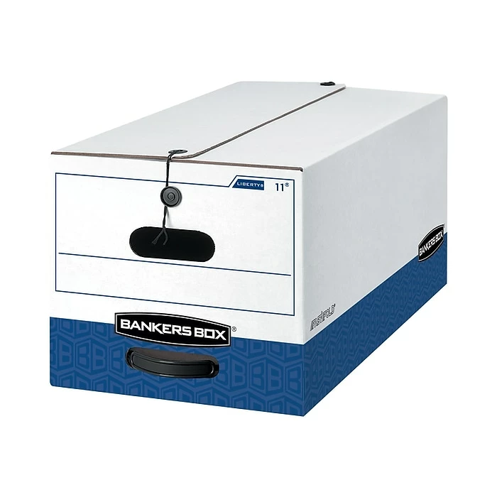 Bankers Box Liberty Heavy-Duty Corrugated File Storage Boxes, Letter Size, White/Blue, 4/Carton (0001103) 6 Bankers Box Liberty Heavy-Duty Corrugated File Storage Boxes, Letter Size, White/Blue, 4/Carton (0001103) - Image 4