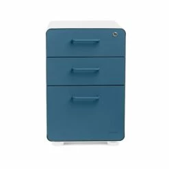 Poppin Stow 3-Drawer Vertical Locking File Cabinet, White & Slate Blue, 16" (105944) -STAPLES Sales sp40950433 sc7