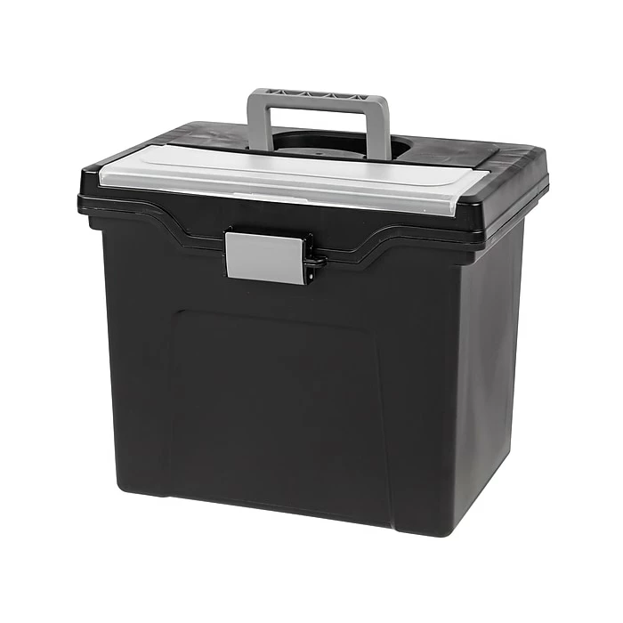 IRIS Portable File Box With Organizer Lid, Letter Size, Black, 4/Carton (110977) 4 IRIS Portable File Box With Organizer Lid, Letter Size, Black, 4/Carton (110977) - Image 2