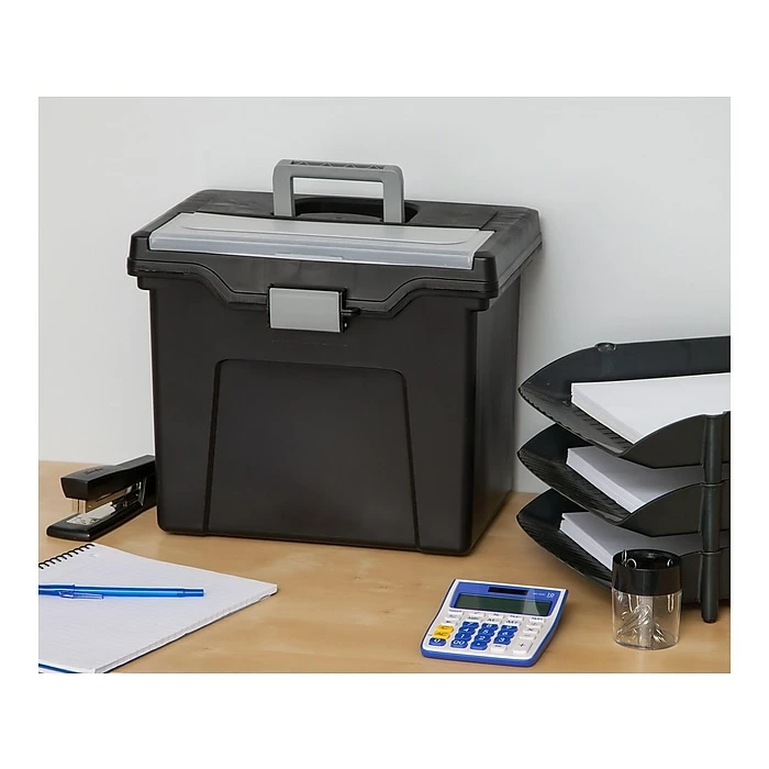 IRIS Portable File Box With Organizer Lid, Letter Size, Black, 4/Carton (110977) 5 IRIS Portable File Box With Organizer Lid, Letter Size, Black, 4/Carton (110977) - Image 3