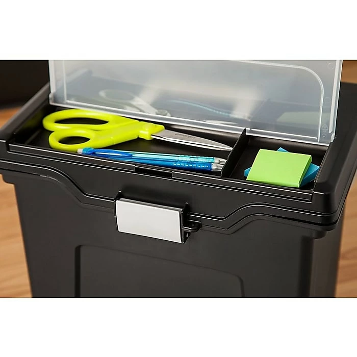 IRIS Portable File Box With Organizer Lid, Letter Size, Black, 4/Carton (110977) 6 IRIS Portable File Box With Organizer Lid, Letter Size, Black, 4/Carton (110977) - Image 4