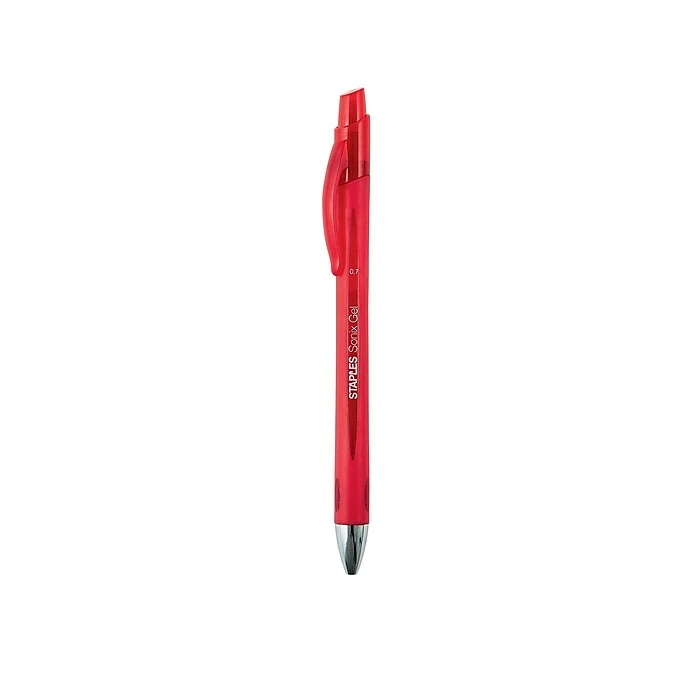 Staples Sonix Retractable Gel Pens, Medium Point, Red Ink, Dozen (13562-CC) 3 Staples Sonix Retractable Gel Pens, Medium Point, Red Ink, Dozen (13562-CC)