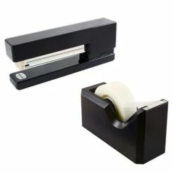 JAM PaperOffice & Desk Sets, Stapler And Tape Dispenser, 20 Sheet Capacity, Black (3378BK)