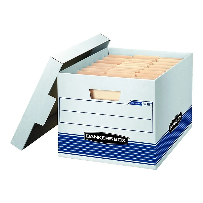 Bankers Box Stor/File™ Medium-Duty FastFold File Storage Boxes, Lift-Off Lid, Letter/Legal Size, White/Blue, 12/Carton (00789) 11 Bankers Box Stor/File™ Medium-Duty FastFold File Storage Boxes, Lift-Off Lid, Letter/Legal Size, White/Blue, 12/Carton (00789) - Image 9