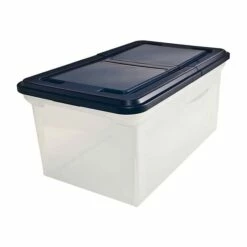 Advantus Extra Capacity File Storage Box With Lid, Letter Size, Clear/Navy (AVT-55797)
