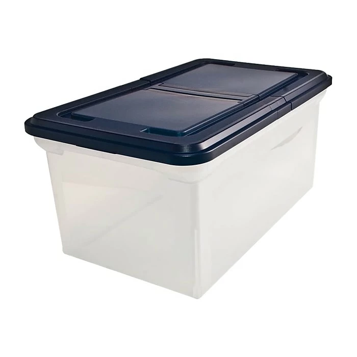 Advantus Extra Capacity File Storage Box With Lid, Letter Size, Clear/Navy (AVT-55797) 3 Advantus Extra Capacity File Storage Box With Lid, Letter Size, Clear/Navy (AVT-55797)