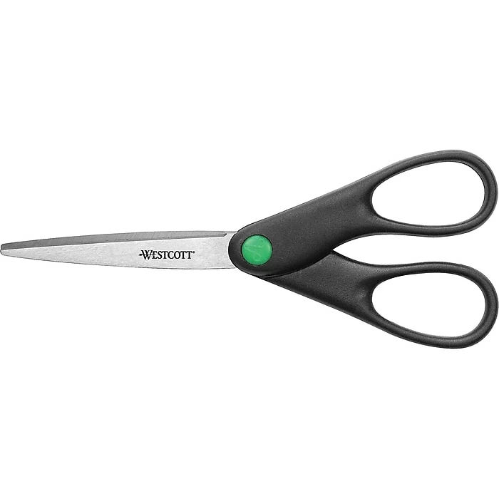 Westcott® Straight KleenEarth® 7" Recycled Stainless Steel Scissors, Pointed Tip, Black (44218) 3 Westcott® Straight KleenEarth® 7" Recycled Stainless Steel Scissors, Pointed Tip, Black (44218)