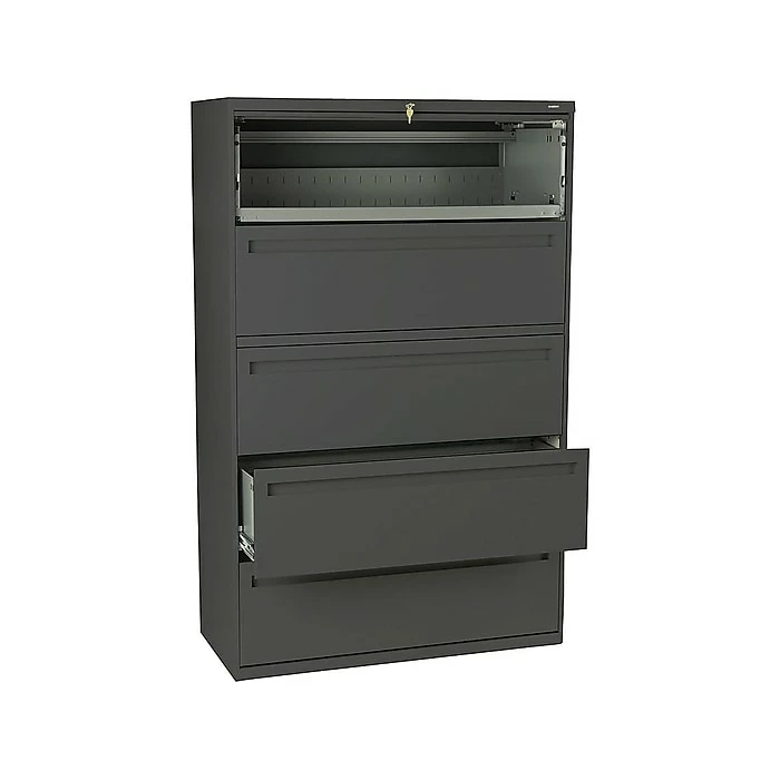 HON Brigade 700 Series 5-Drawer Lateral File Cabinet, Locking, Letter/Legal, Charcoal, 42"W (HON795LS) 4 HON Brigade 700 Series 5-Drawer Lateral File Cabinet, Locking, Letter/Legal, Charcoal, 42"W (HON795LS) - Image 2