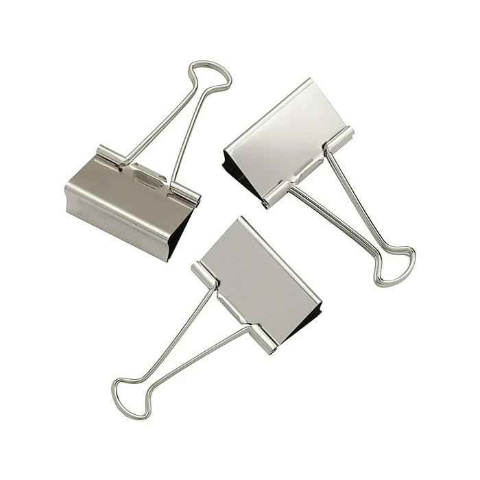 Staples Large Binder Clips, Large, Satin Silver, 12/Pack (21598) 3 Staples Large Binder Clips, Large, Satin Silver, 12/Pack (21598)
