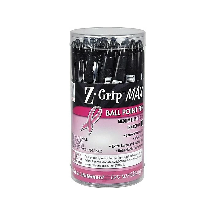 Zebra Z-Grip Max BCA Retractable Ballpoint Pen, Bold Point, Black Ink, 24/Pack (32577) 3 Zebra Z-Grip Max BCA Retractable Ballpoint Pen, Bold Point, Black Ink, 24/Pack (32577)