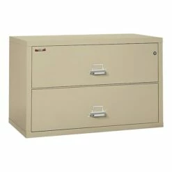 FireKing Classic 2-Drawer Lateral File Cabinet, Fire Resistant, Beige, Letter/Legal, 44.5"W (2-4422-CPA)