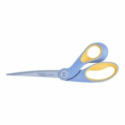 Westcott® Bent ExtremEdge Adjustable Tension Titanium Bonded® 9" Scissors, Blunt Tip, Gray/Yellow (14669)
