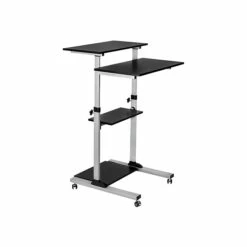 Mount-It! 27.5"W Mobile Height Adjustable Desk, Silver, Plastic/Steel (MI-7940)