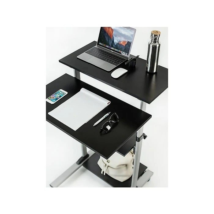 Mount-It! 27.5"W Mobile Height Adjustable Desk, Silver, Plastic/Steel (MI-7940) 6 Mount-It! 27.5"W Mobile Height Adjustable Desk, Silver, Plastic/Steel (MI-7940) - Image 4