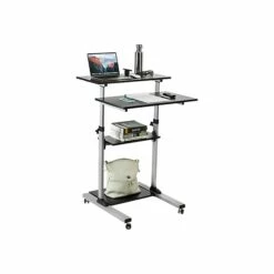 Mount-It! 27.5"W Mobile Height Adjustable Desk, Silver, Plastic/Steel (MI-7940) 14 Mount-It! 27.5"W Mobile Height Adjustable Desk, Silver, Plastic/Steel (MI-7940) -STAPLES Sales sp42717667 sc7