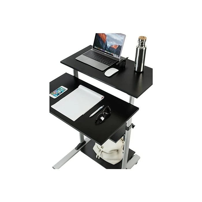 Mount-It! 27.5"W Mobile Height Adjustable Desk, Silver, Plastic/Steel (MI-7940) 10 Mount-It! 27.5"W Mobile Height Adjustable Desk, Silver, Plastic/Steel (MI-7940) - Image 8