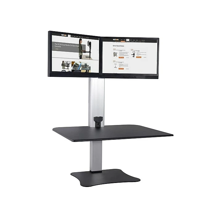 Victor Technology 28" W High Rise™ Electric Dual Monitor Standing Desk, Laminate Wood (DC450) 3 Victor Technology 28" W High Rise™ Electric Dual Monitor Standing Desk, Laminate Wood (DC450)