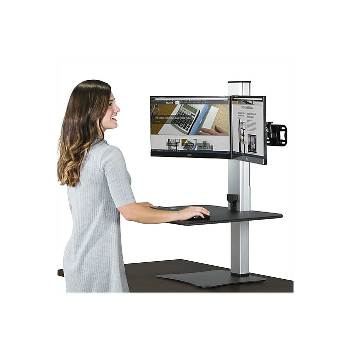 Victor Technology 28" W High Rise™ Electric Dual Monitor Standing Desk, Laminate Wood (DC450) 6 Victor Technology 28" W High Rise™ Electric Dual Monitor Standing Desk, Laminate Wood (DC450) - Image 4