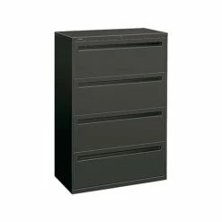 HON Brigade 700 Series 4-Drawer Lateral File Cabinet, Locking, Charcoal, Letter/Legal, 36"W (H784.L.S)