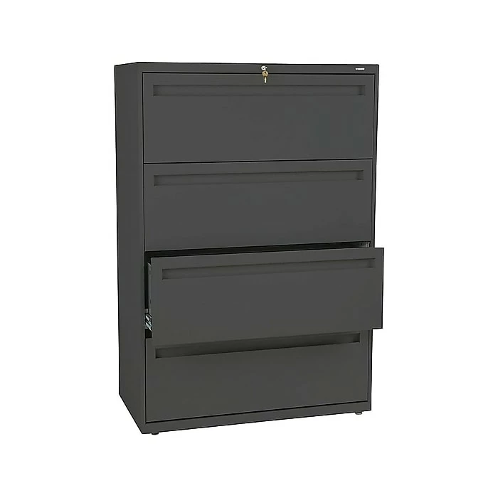 HON Brigade 700 Series 4-Drawer Lateral File Cabinet, Locking, Charcoal, Letter/Legal, 36"W (H784.L.S) 4 HON Brigade 700 Series 4-Drawer Lateral File Cabinet, Locking, Charcoal, Letter/Legal, 36"W (H784.L.S) - Image 2