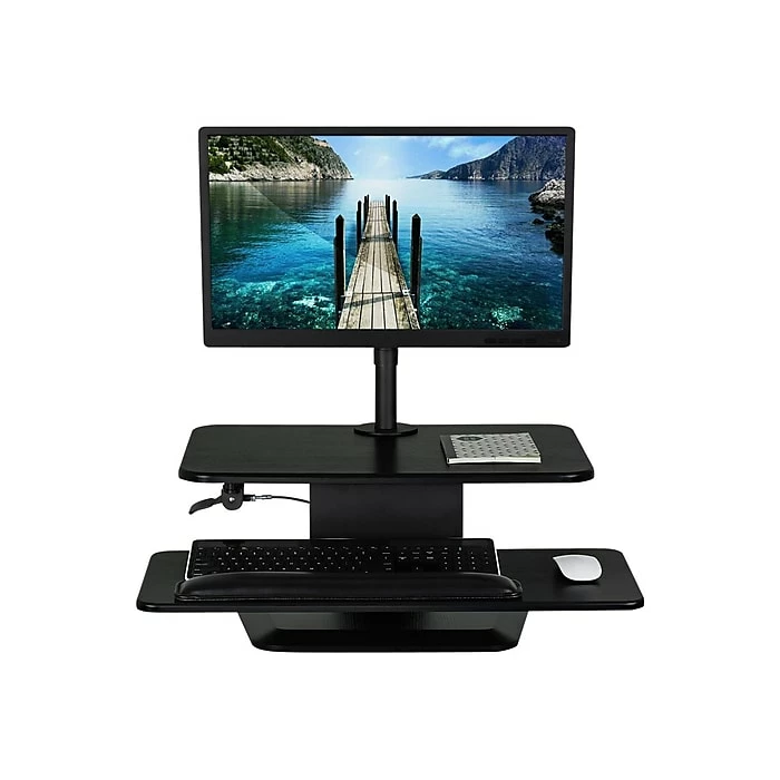 Mount-It! 26.75"W Adjustable Standing Desk Converter W/ Monitor Mount And Keyboard Tray, Plastic/Steel (MI-7913) 9 Mount-It! 26.75"W Adjustable Standing Desk Converter W/ Monitor Mount And Keyboard Tray, Plastic/Steel (MI-7913) - Image 7