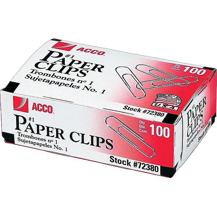 ACCO Economy #1 Paper Clips, Silver, 100/Box, 10 Boxes/Pack (A7072380) 3 ACCO Economy #1 Paper Clips, Silver, 100/Box, 10 Boxes/Pack (A7072380)