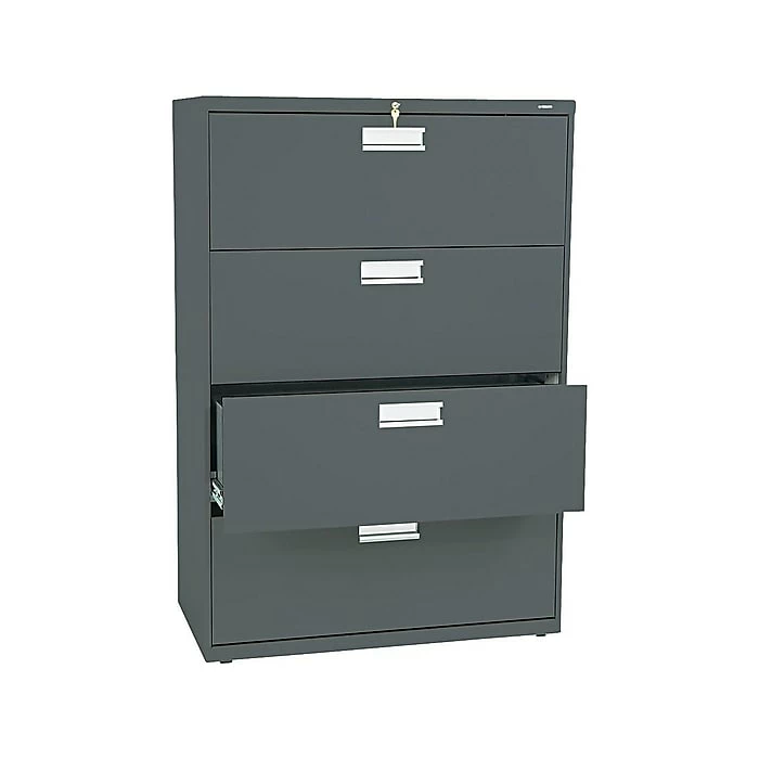 HON Brigade 600 Series 4-Drawer Lateral File Cabinet, Locking, Letter/Legal, Charcoal, 36"W (H684.L.S) 3 HON Brigade 600 Series 4-Drawer Lateral File Cabinet, Locking, Letter/Legal, Charcoal, 36"W (H684.L.S)