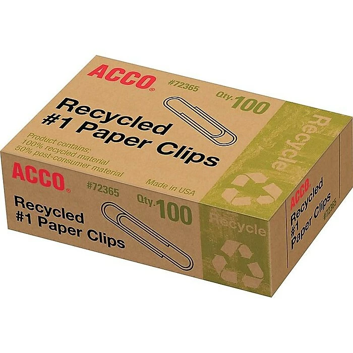 ACCO Recycled Paper Clips, #1, Silver, 100/Box, 10 Boxes/Pack (A7072365A) 5 ACCO Recycled Paper Clips, #1, Silver, 100/Box, 10 Boxes/Pack (A7072365A) - Image 3