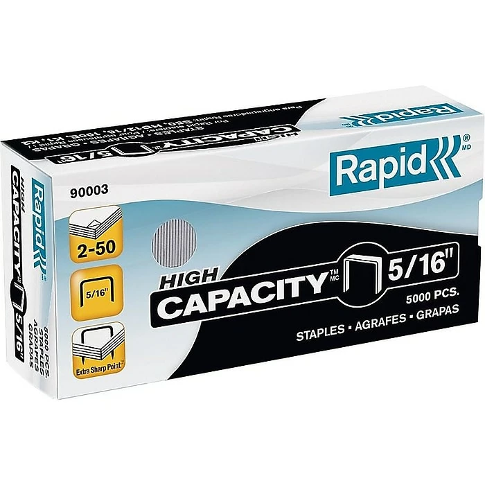 Rapid High Capacity Staples, 5/16" Leg Length, 5000/Box (90003) 3 Rapid High Capacity Staples, 5/16" Leg Length, 5000/Box (90003)